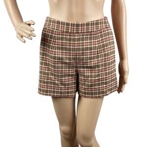 L’Agence Ashton Shorts Pink Tan Houndstooth Plaid High Rise Size 2